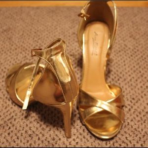 Gold Stiletto Strappy Heels